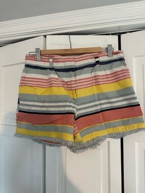 LOFT Striped Shorts in Yellow, Coral & Gray